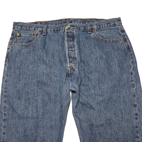 Levis 501 Jeans Mens 42 x 26 Blue Straight Button Fly Medium Wash High Rise - Picture 9 of 16